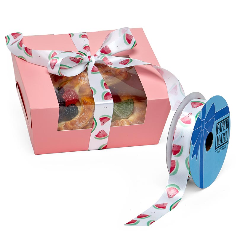 Narrow Watermelon Satin Ribbon 7/8 '' X 25 yd - 1 / ROLL