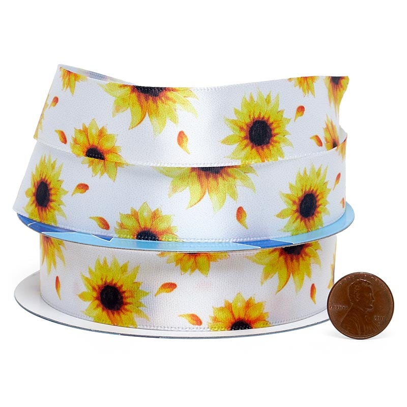 Sunflower Print Ribbon 7/8" Narrow Color 1 / ROLL
