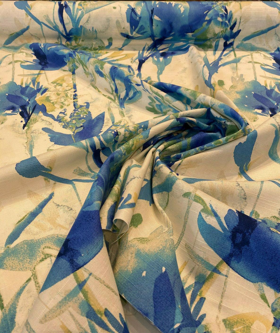 Waverly Flowery Spray Blue Watercolor Floral Cotton Fabric - Blue Watercolor Floral, 54" Width (1 Yard)