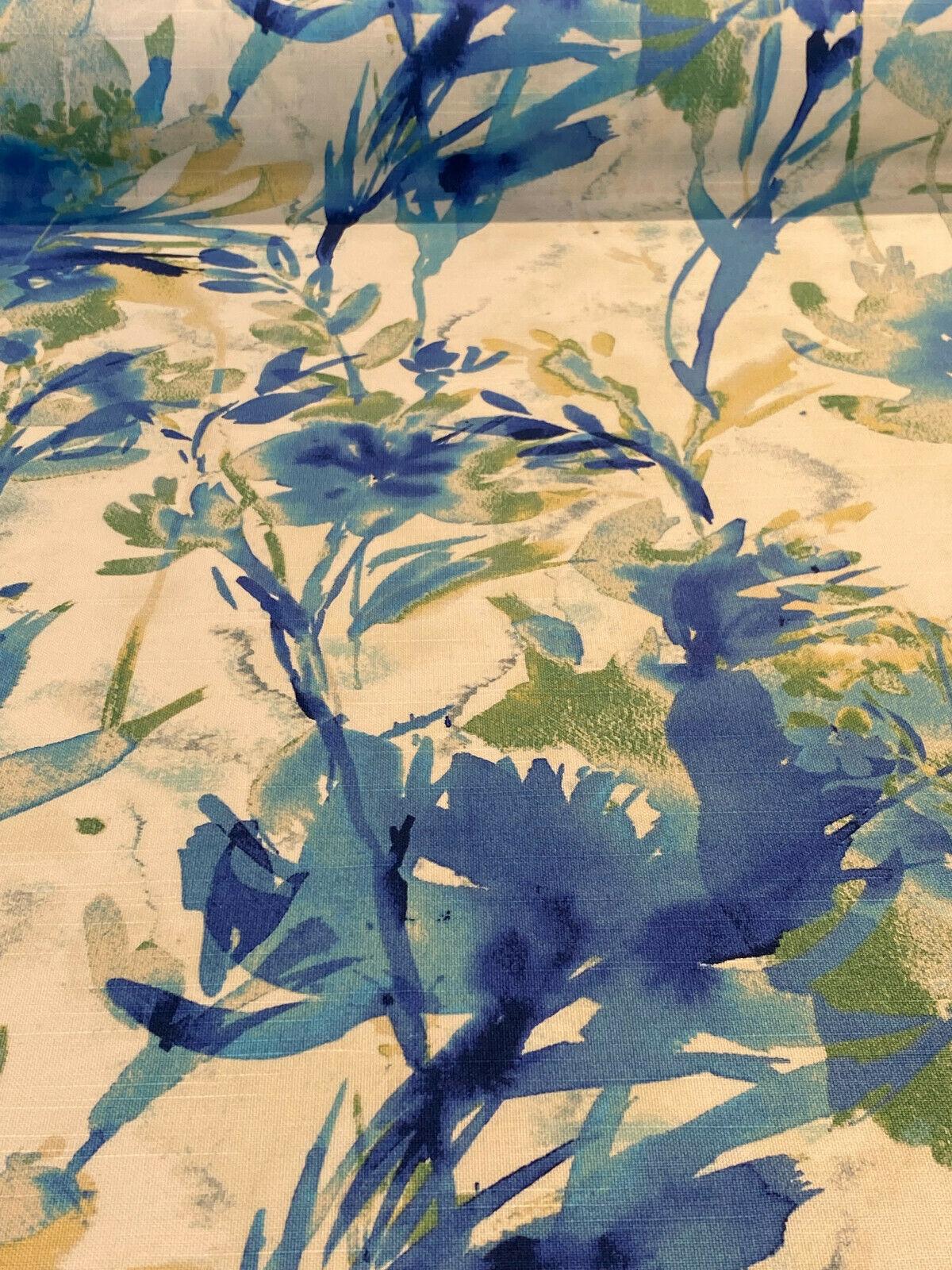 Waverly Flowery Spray Blue Watercolor Floral Cotton Fabric - Blue Watercolor Floral, 54" Width (1 Yard)