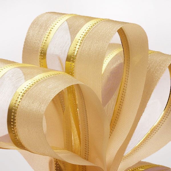 Gold Center Striped Wedding Ribbon 2 1/2 '' X 10 yd - 1 / ROLL