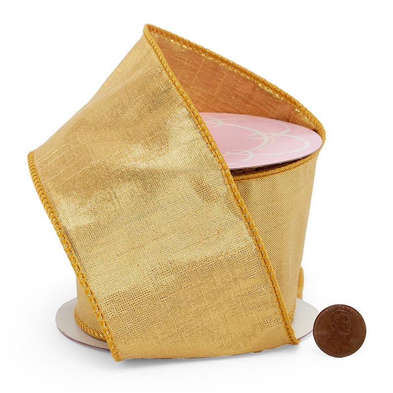 Fine Weave Metallic Wired Ribbon 2 1/2 '' X 10 yd - 1 / ROLL