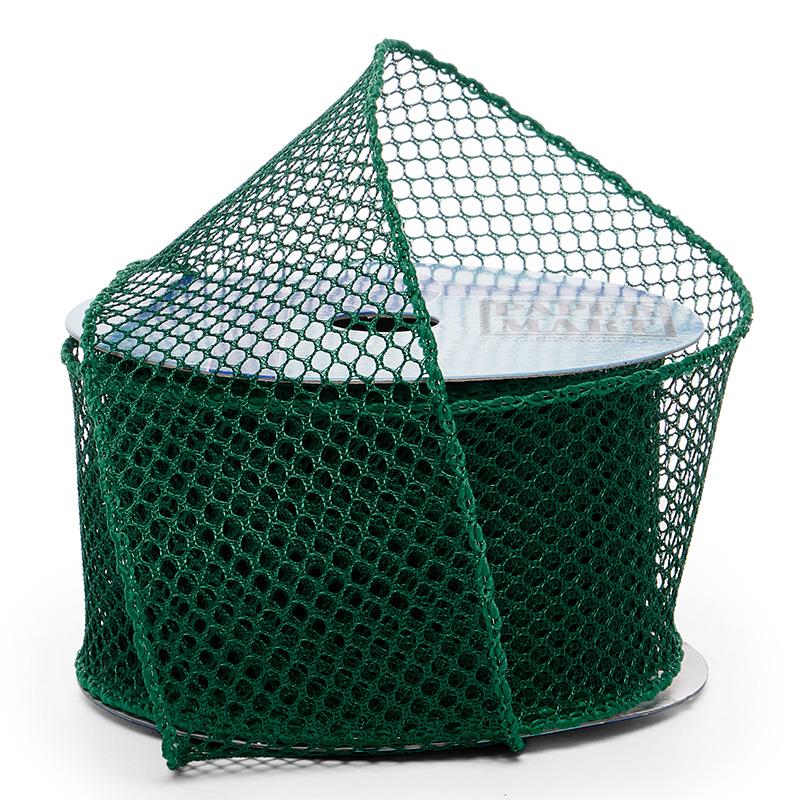 Plain Mesh Wired Ribbon 2 1/2 '' X 10 yd Forest (Plain) Color 1 / roll