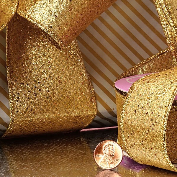 Gold Stanton Heavy Metallic Ribbon 2 1/2 '' X 10 yd - 1 / ROLL
