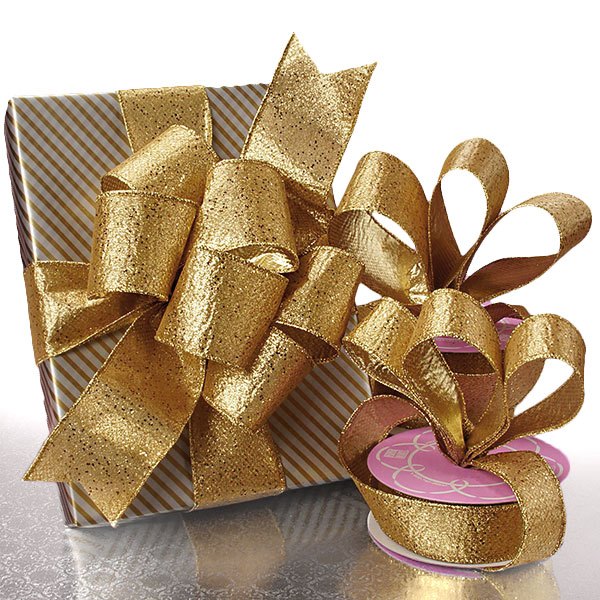 Gold Stanton Heavy Metallic Ribbon 2 1/2 '' X 10 yd - 1 / ROLL