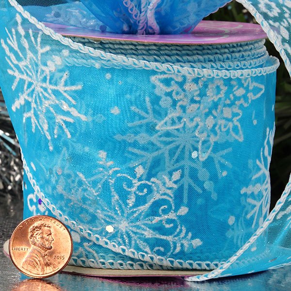 Frozen Snowflake Sheer Ribbon 2 1/2 '' X 10 yd - 1 / ROLL