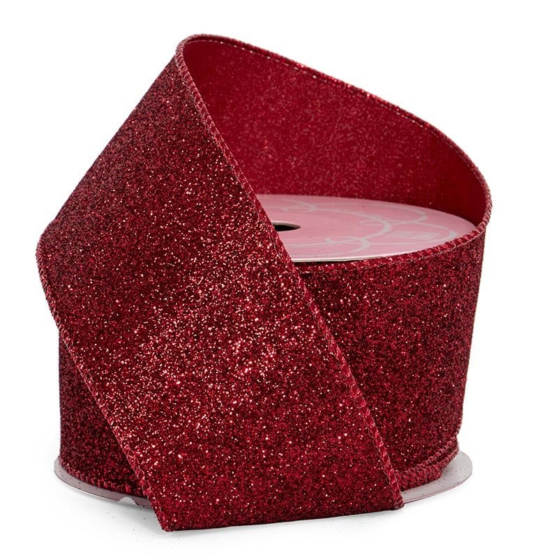 Sandy Sparkles Wired Ribbon 2 1/2 '' X 10 yd - Red Color 1 / ROLL