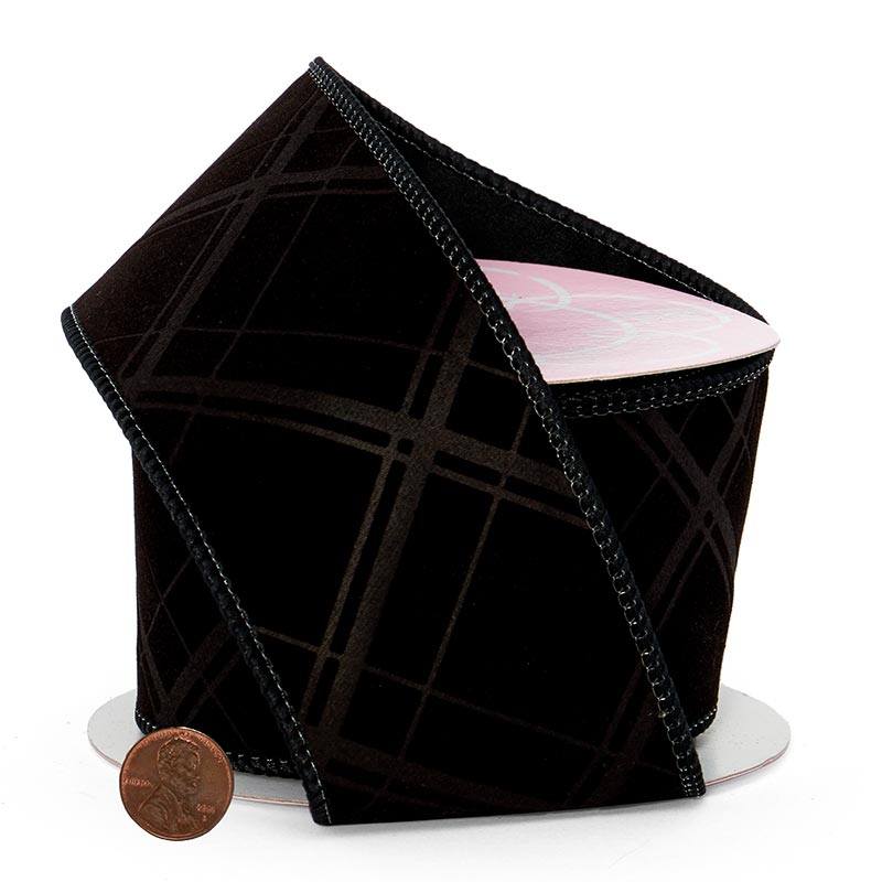 Embossed Velour Wired Ribbon  2 1/2 ''  10 yd  - 1 / ROLL