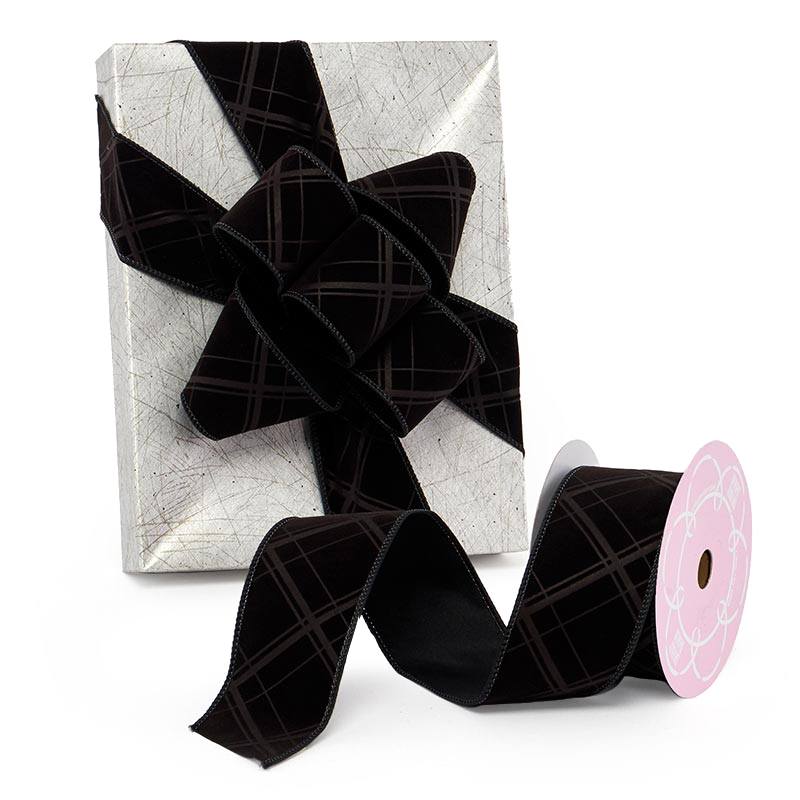 Embossed Velour Wired Ribbon  2 1/2 ''  10 yd  - 1 / ROLL