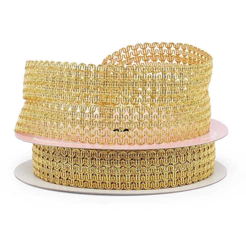 Braided Metallic Ribbon 1 1/2 '' X 25 yd Gold Color 1 / ROLL