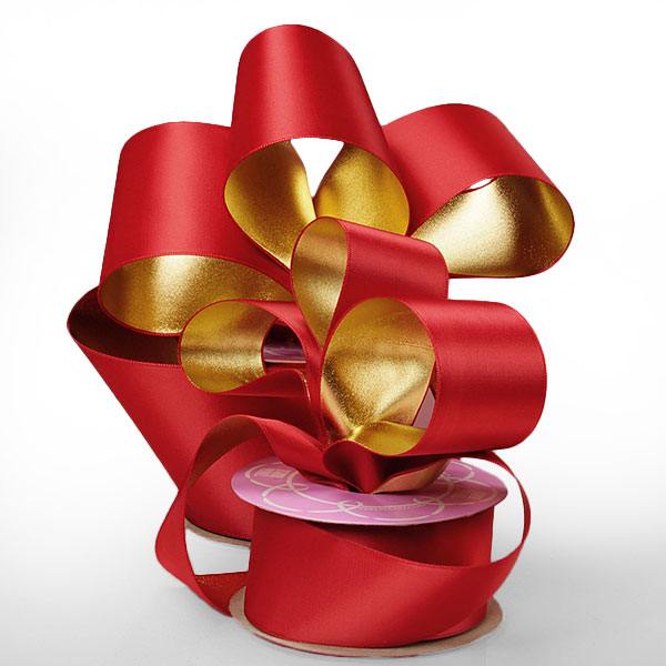 Red/Gold Satin Gold Ribbon 1 / ROLL
