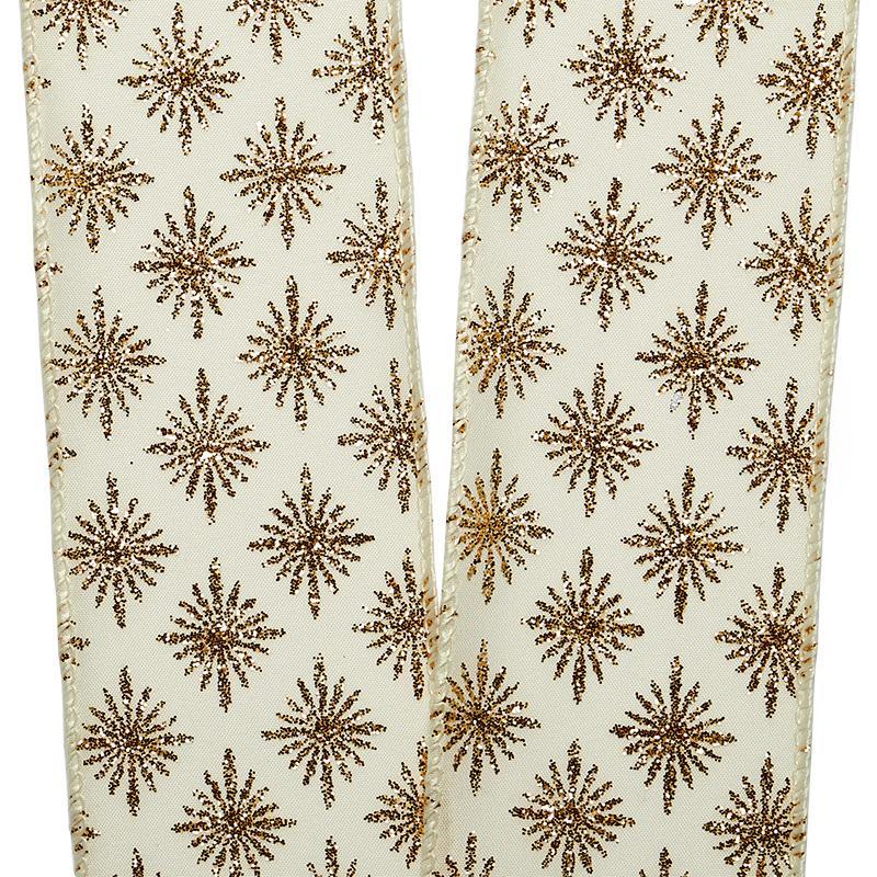 Glitter Victorian Star Pattern On Wired Ribbon 2 1/2 '' X 10 yd - 1 / ROLL