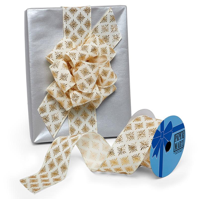 Glitter Victorian Star Pattern On Wired Ribbon 2 1/2 '' X 10 yd - 1 / ROLL