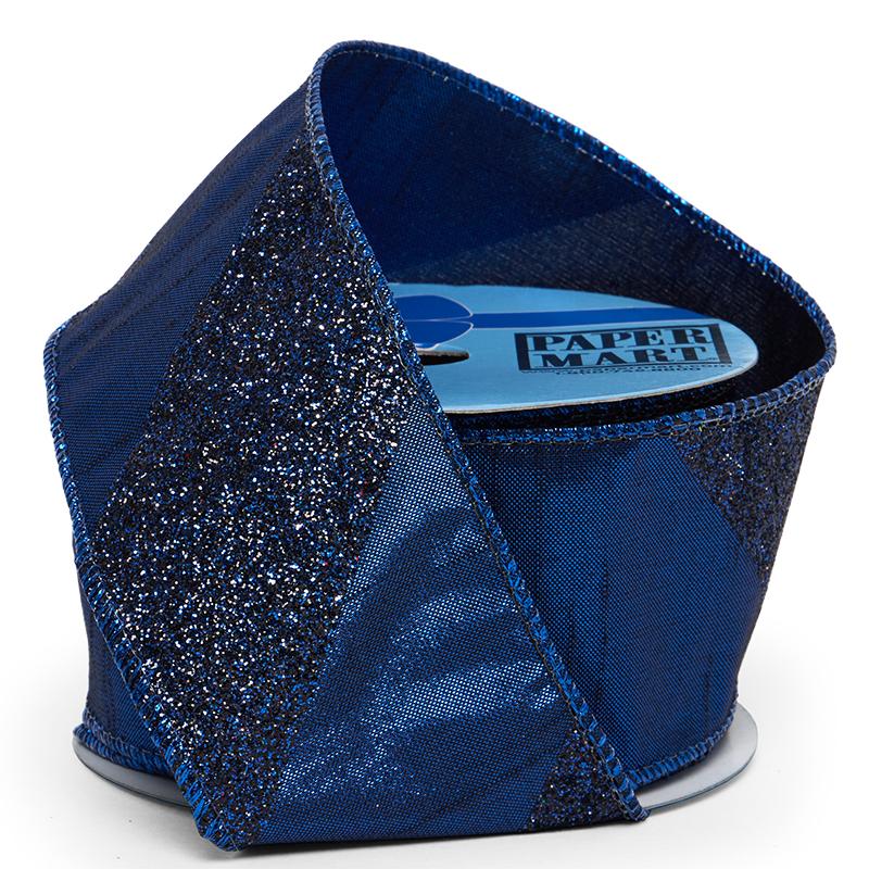 Royal Diagonal Stripes on Wired Ribbon Wide Stripe – 2.5" x 10 Yards (1 Roll)