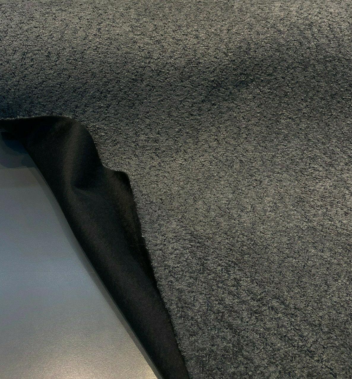 Robert Allen Boucle Charcoal Polyester Fabric - Charcoal With Black Background, 54"-56" Width (1 Yard)