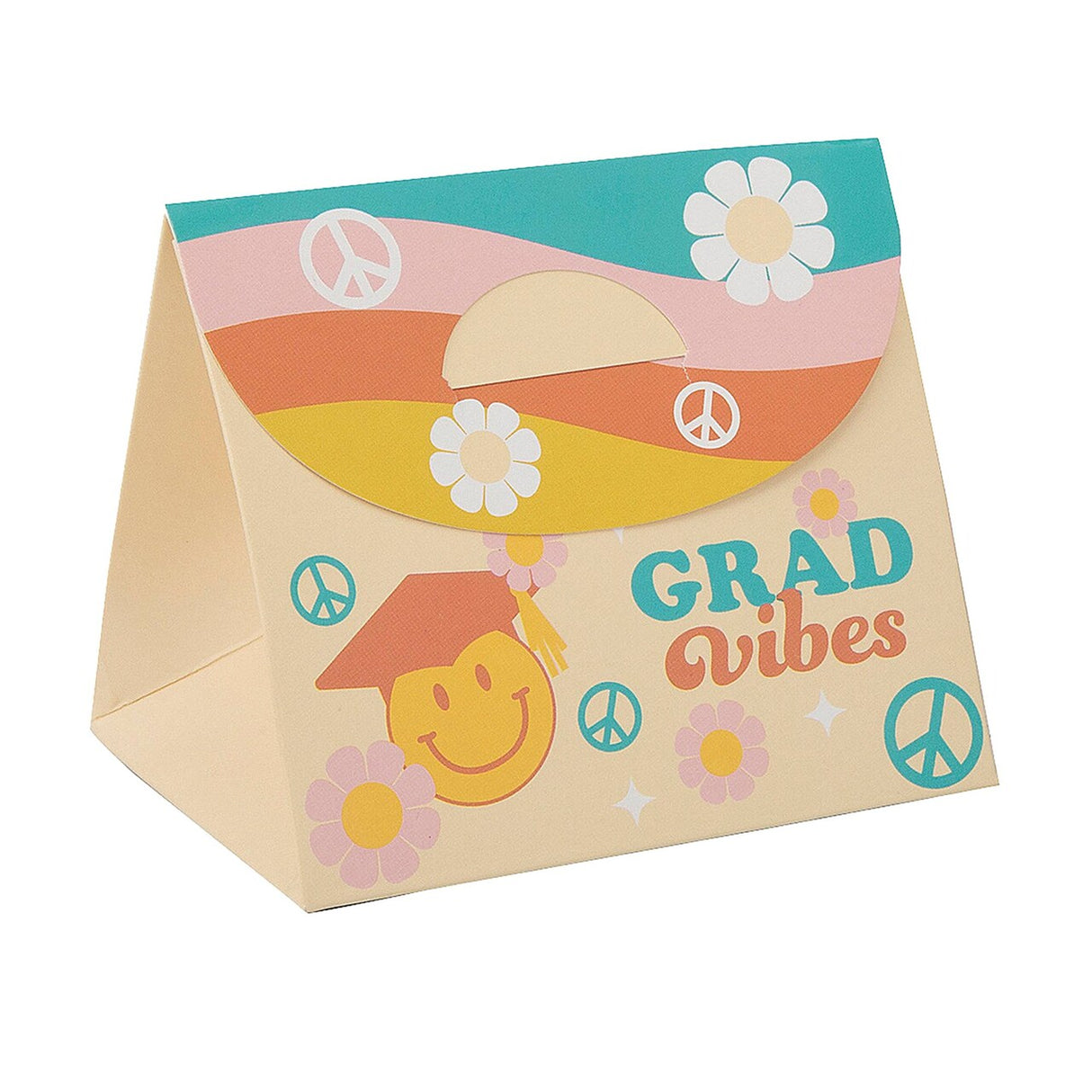 3 1/2" Groovy Grad Vibes Cardstock Party Favor Boxes - 12 Pc.