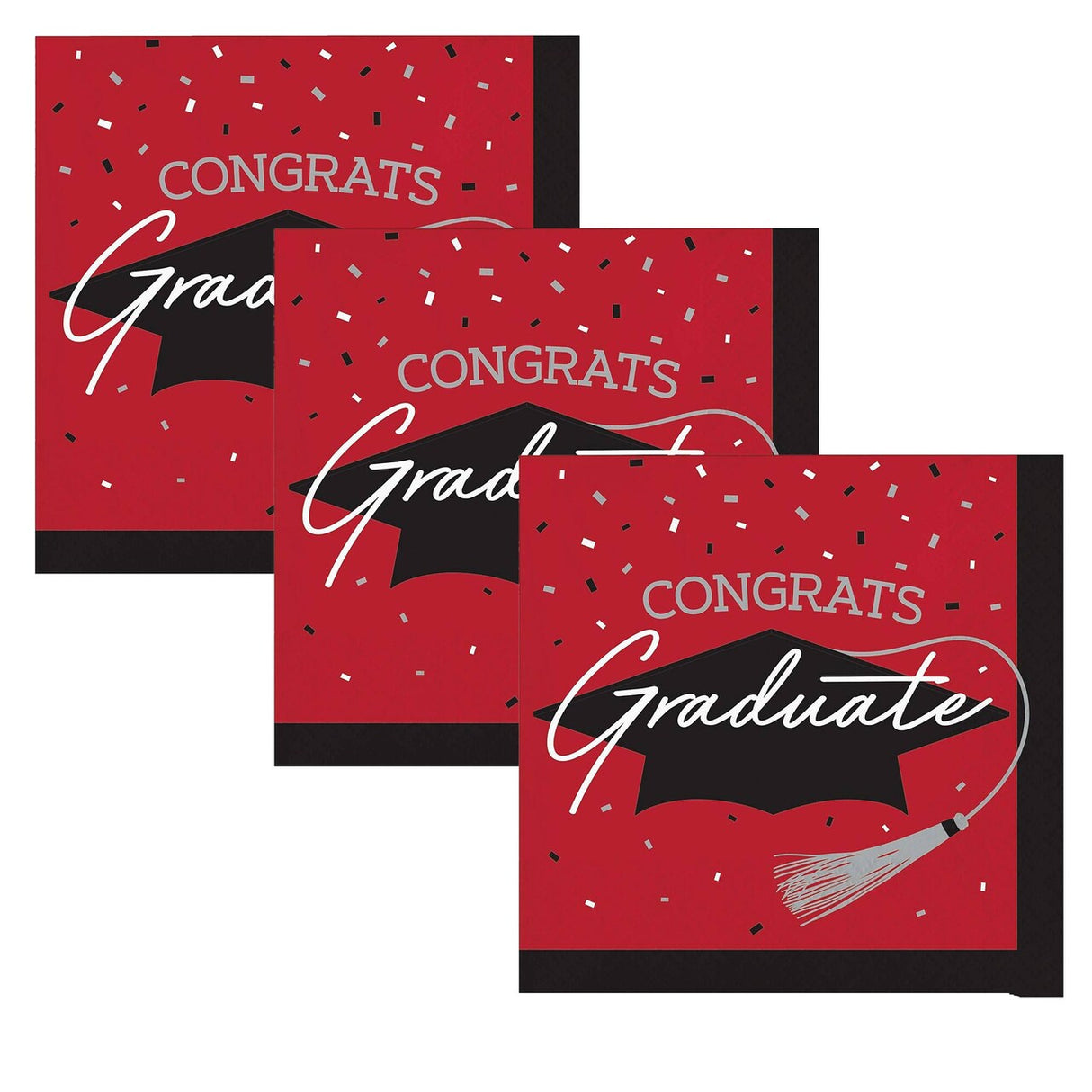 Creative Converting School Spirit Red Graduation Beverage Napkins – 108ct