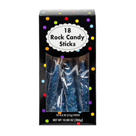 8" Bright Caribbean Blue Rock Candy Sticks – 10.8 oz, 18-Pack