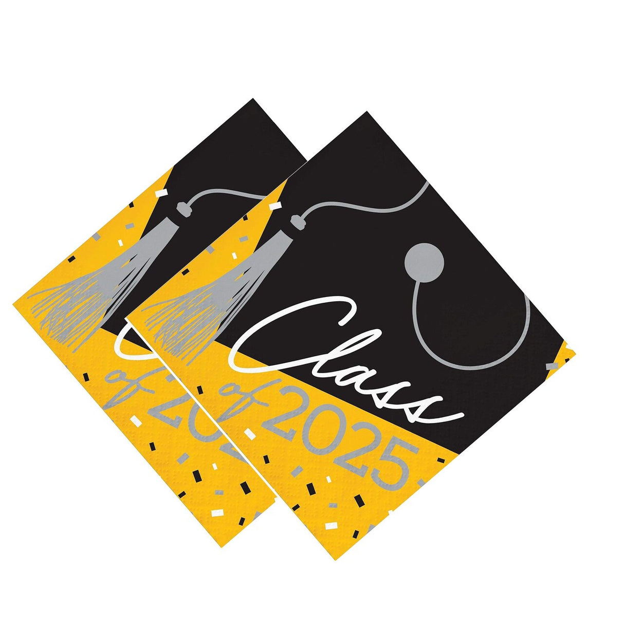 Creative Converting Class of 2025 Yellow Graduation Beverage Napkins – 108 Count