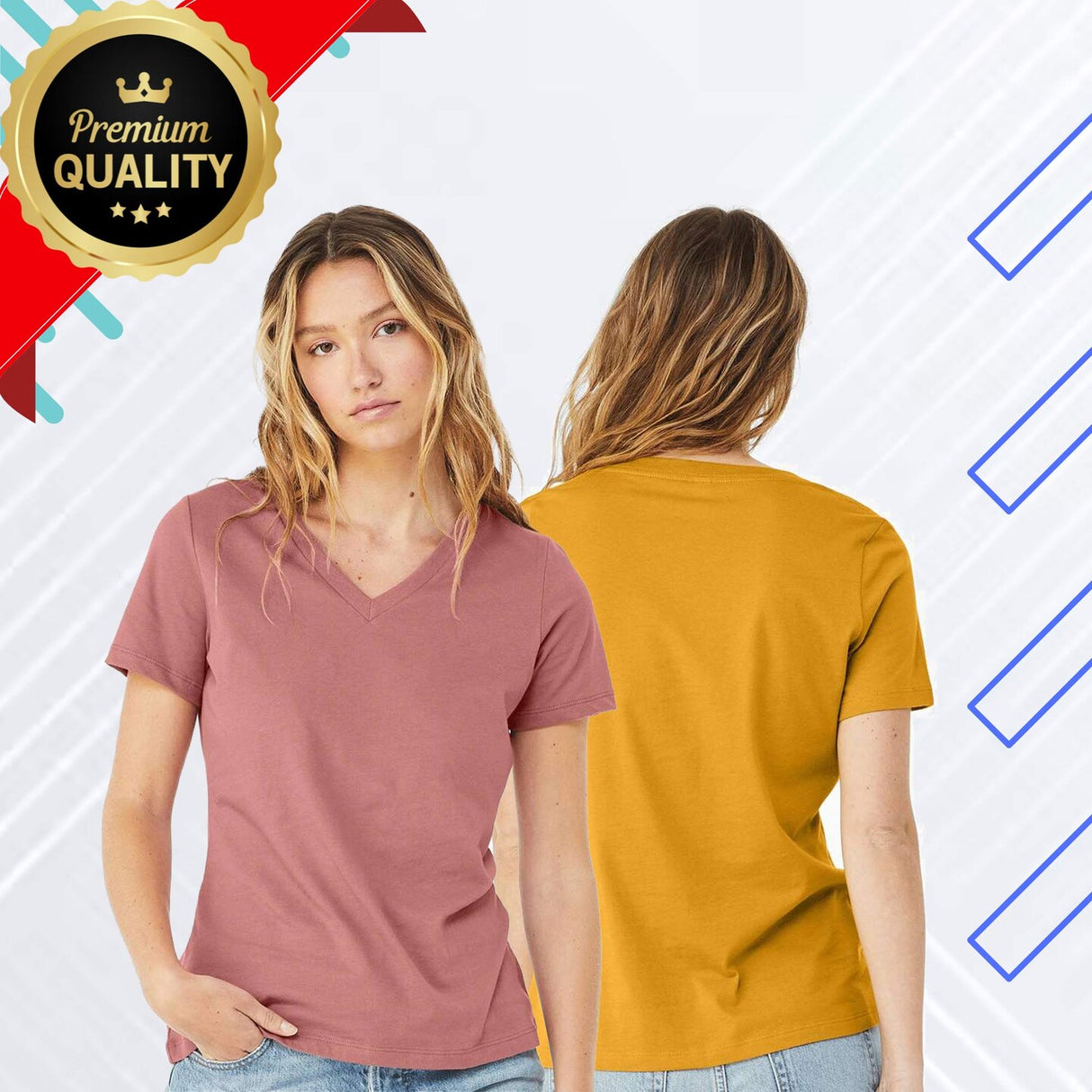 BELLA + CANVAS® Women's Relaxed Jersey V-Neck Tee - 6405
