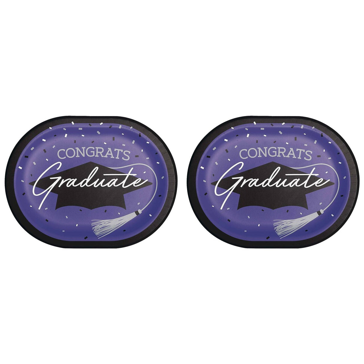 Creative Converting School Spirit Purple Graduation Oval Paper Platters – 24ct