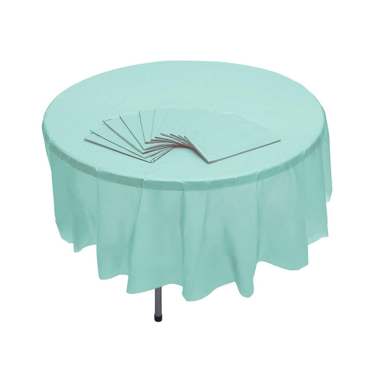 12-Pack Mint Green Round Plastic Tablecloths – 6 ft 10 in Disposable Covers