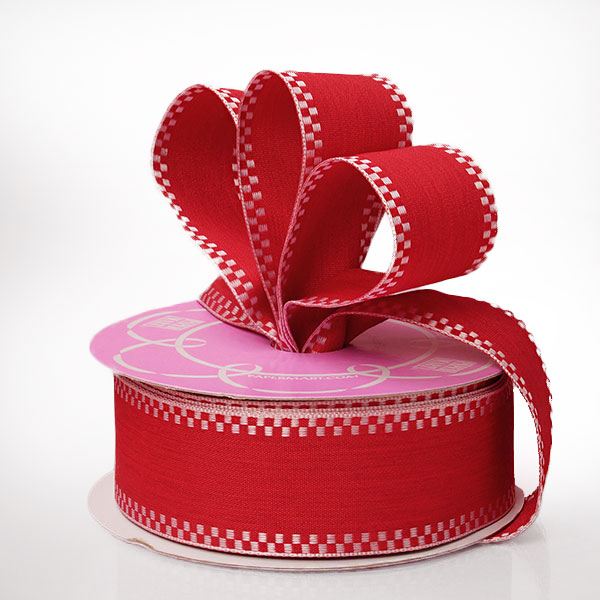 Katie Linen Ribbon 1 1/2 '' X 20 yd Red Color 1 / roll