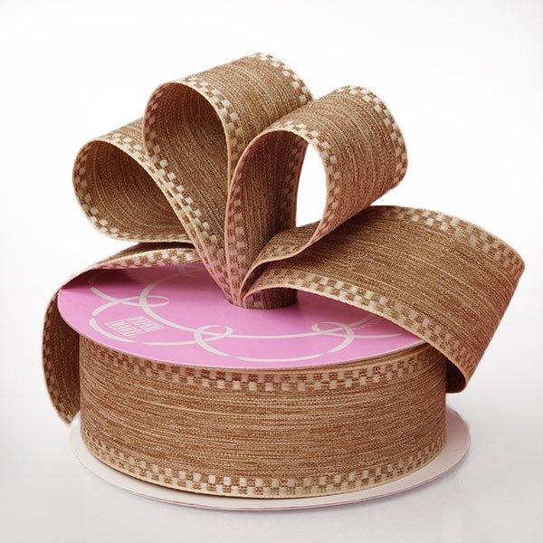 Katie Linen Ribbon 1 1/2 '' X 20 yd Coffee Color 1 / roll