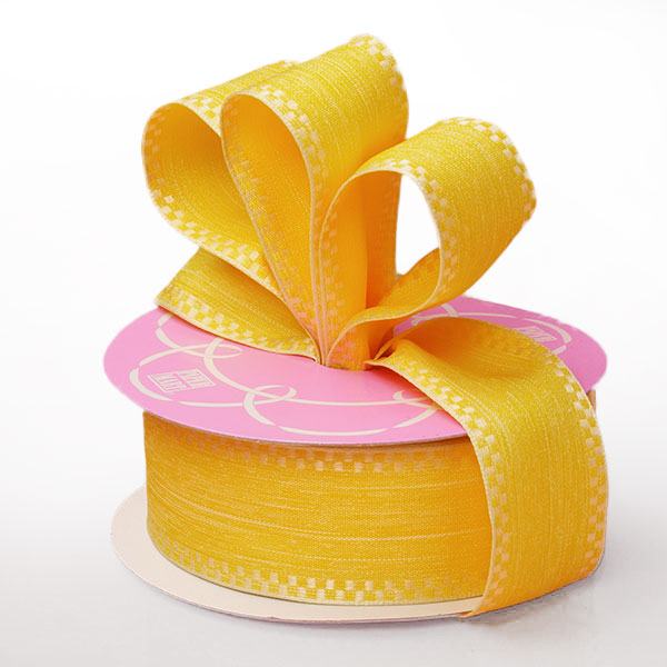 Katie Linen Ribbon 1 1/2 '' X 20 yd Yellow Color 1 / roll