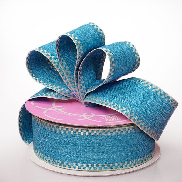 Katie Linen Ribbon 1 1/2 '' X 20 yd Blue Color 1 / roll