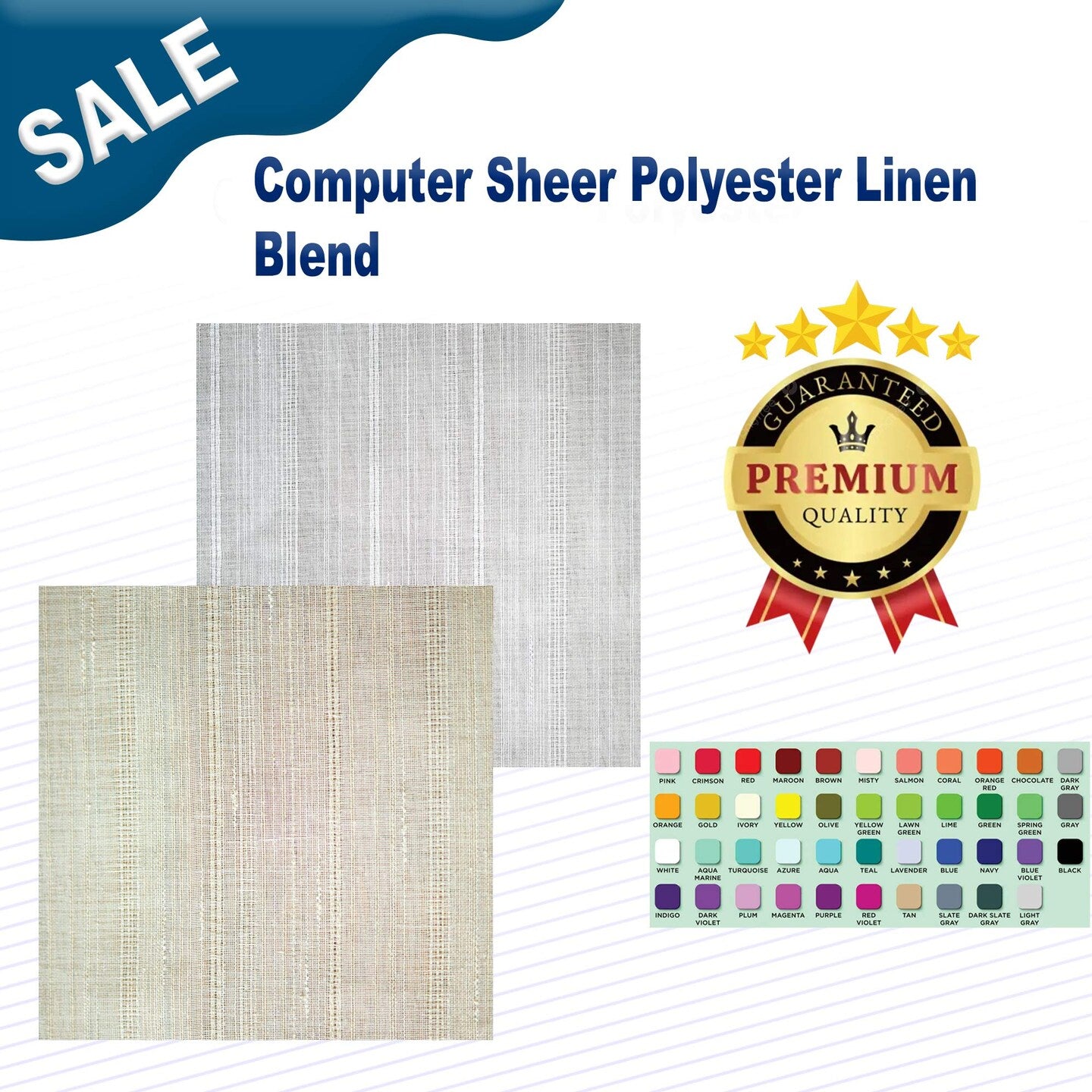 1 Yard Computer Sheer Polyester Linen Blend