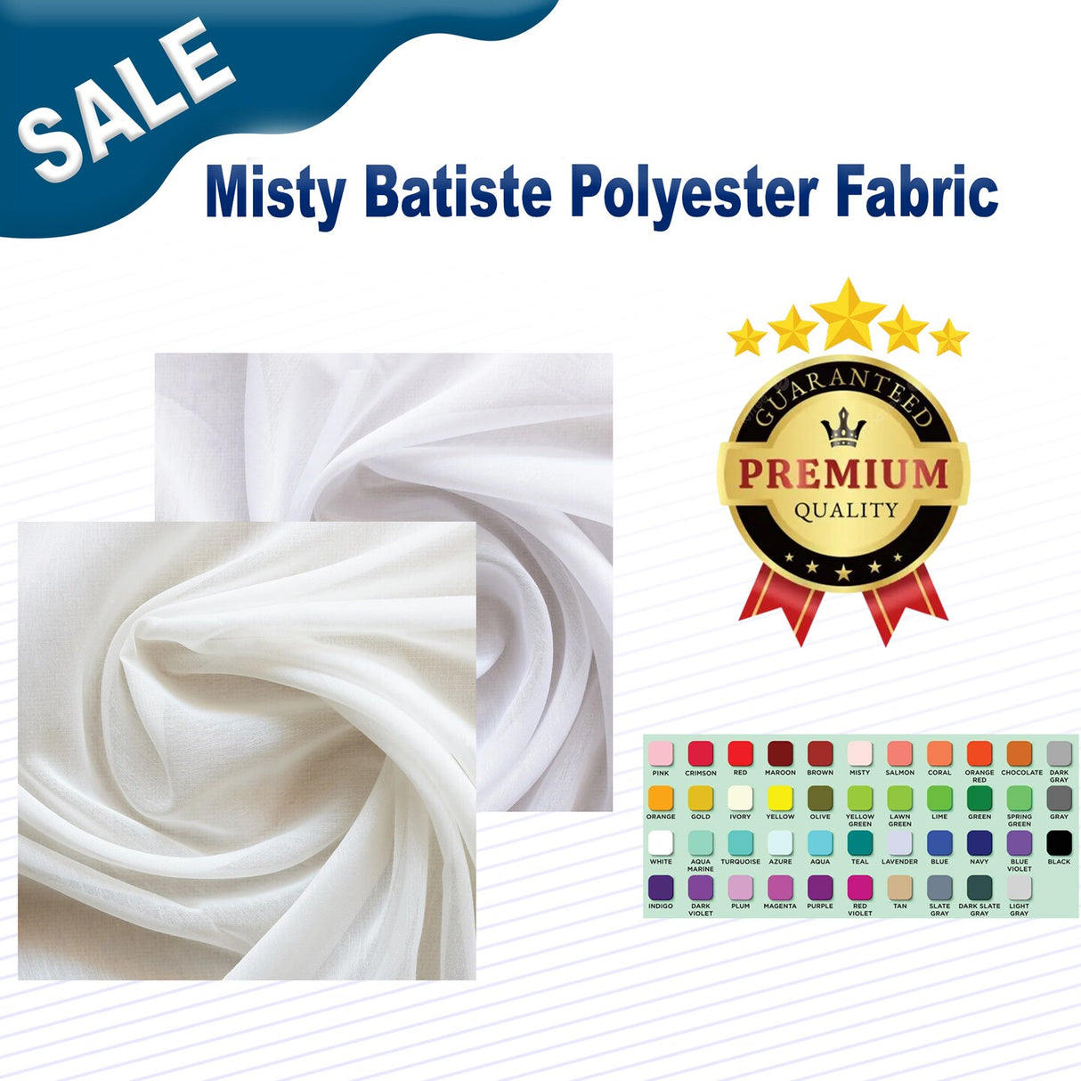 1 Yard Misty Batiste Polyester Fabric