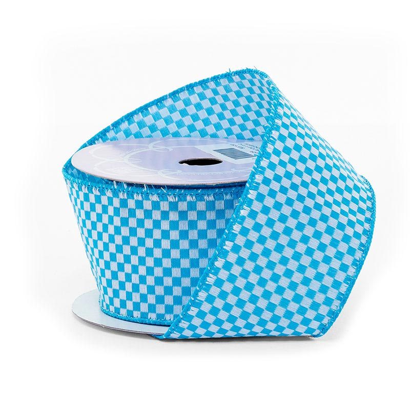 Cordilla Checkered Ribbon 2 1/2 '' x 10 yd Turquoise Color 1 / ROLL