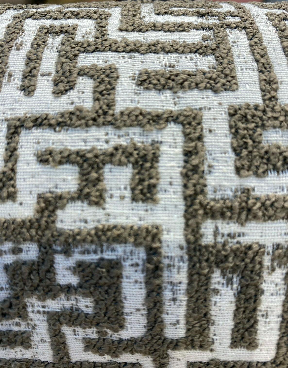 Octavia Mushroom Geometric Boucle Upholstery Fabric - Mushroom Taupe Geometric, 56" Width (1 Yard)