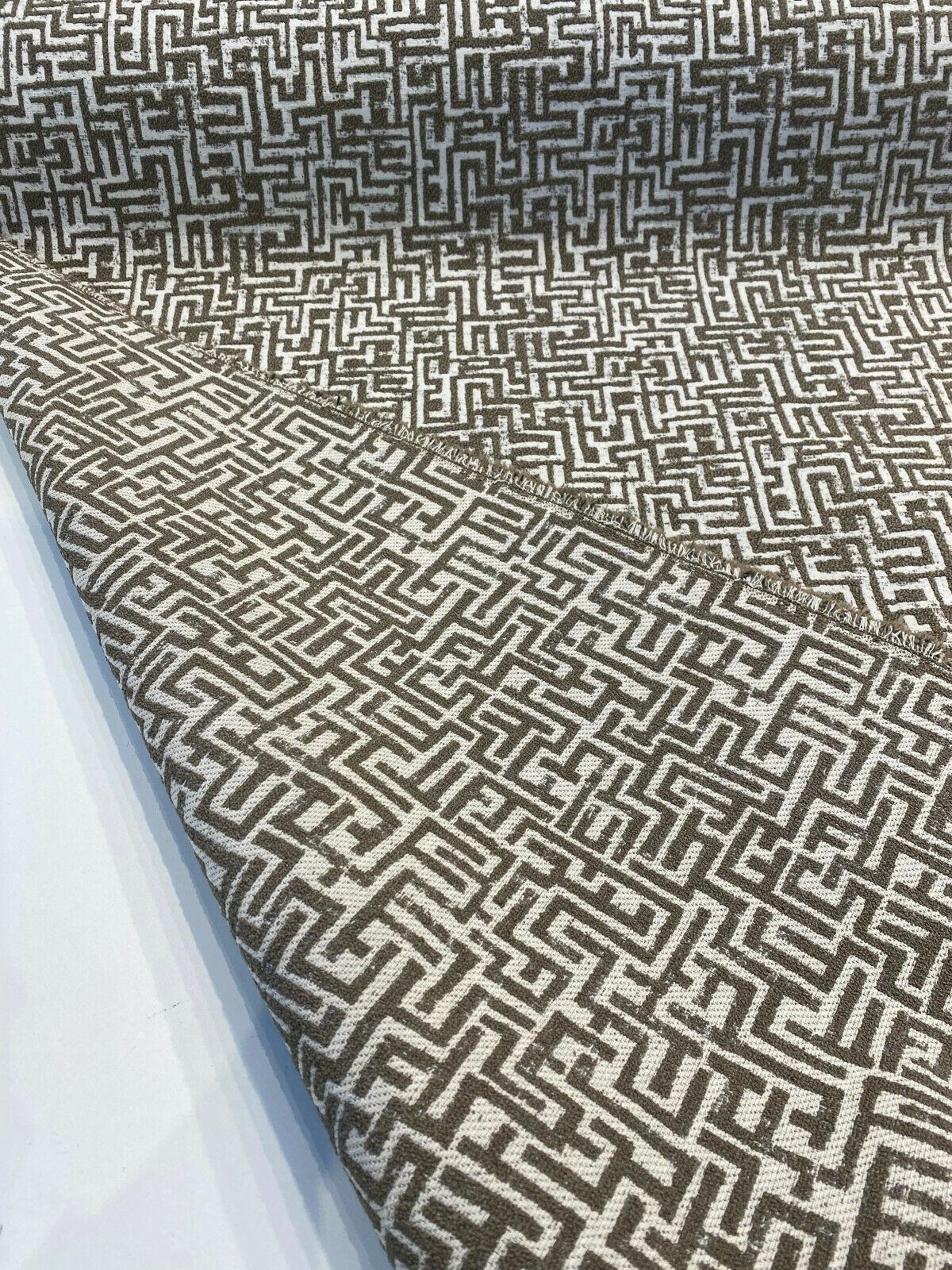 Octavia Mushroom Geometric Boucle Upholstery Fabric - Mushroom Taupe Geometric, 56" Width (1 Yard)