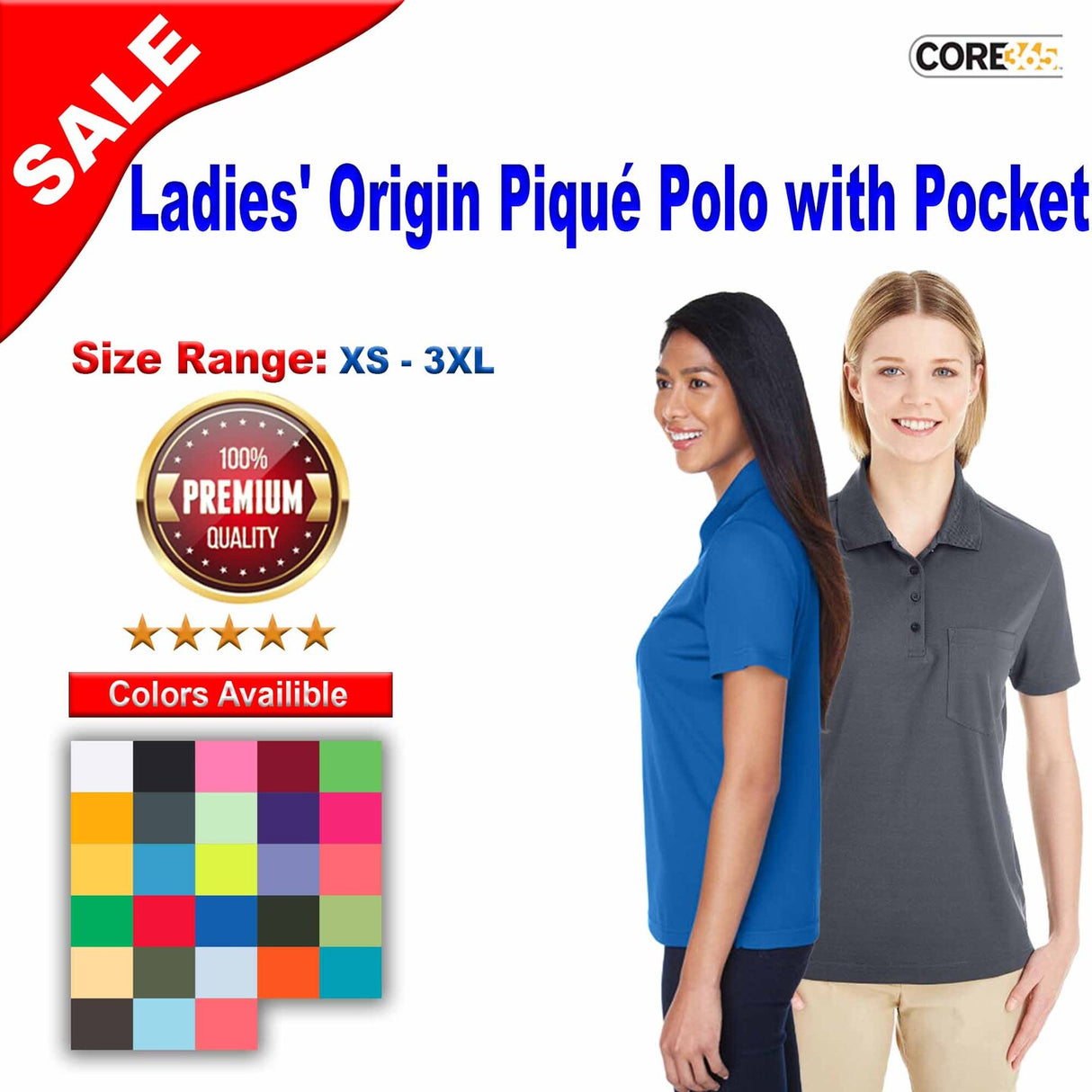 CORE® Ladies Origin Performance Piqué Polo with Pocket