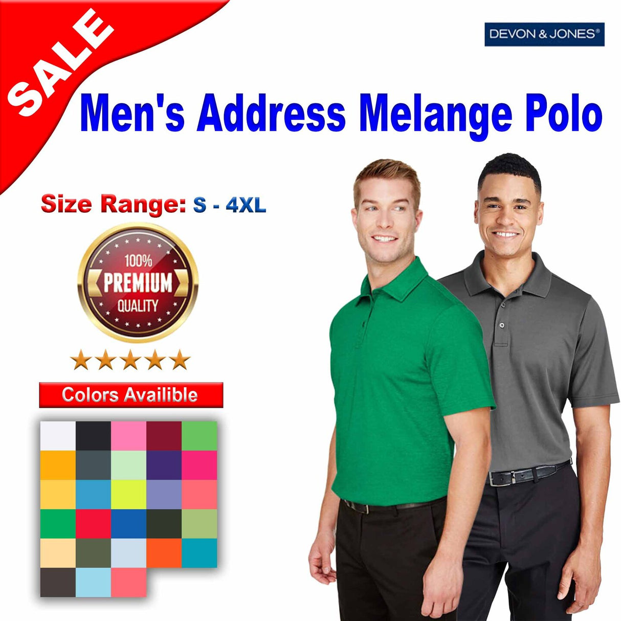 Devon & Jones® CrownLux Performance Men's Address Melange Polo