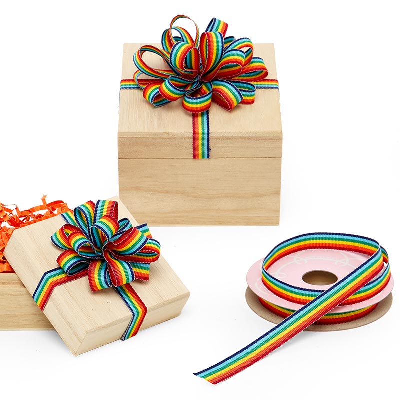 Narrow Rainbow Grosgrain Ribbon 3/8 '' X 10 yd - 1 / ROLL