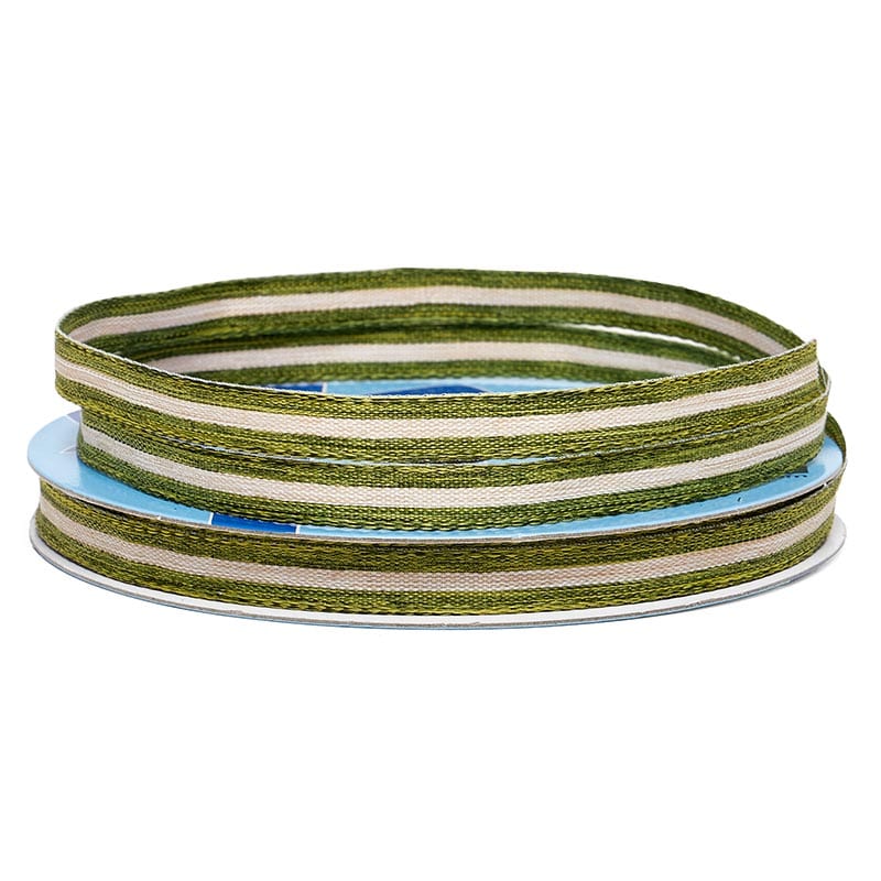 Narrow Center Stripe Natural Ribbon 3/8 '' X 25 yd Moss Color 1 / ROLL