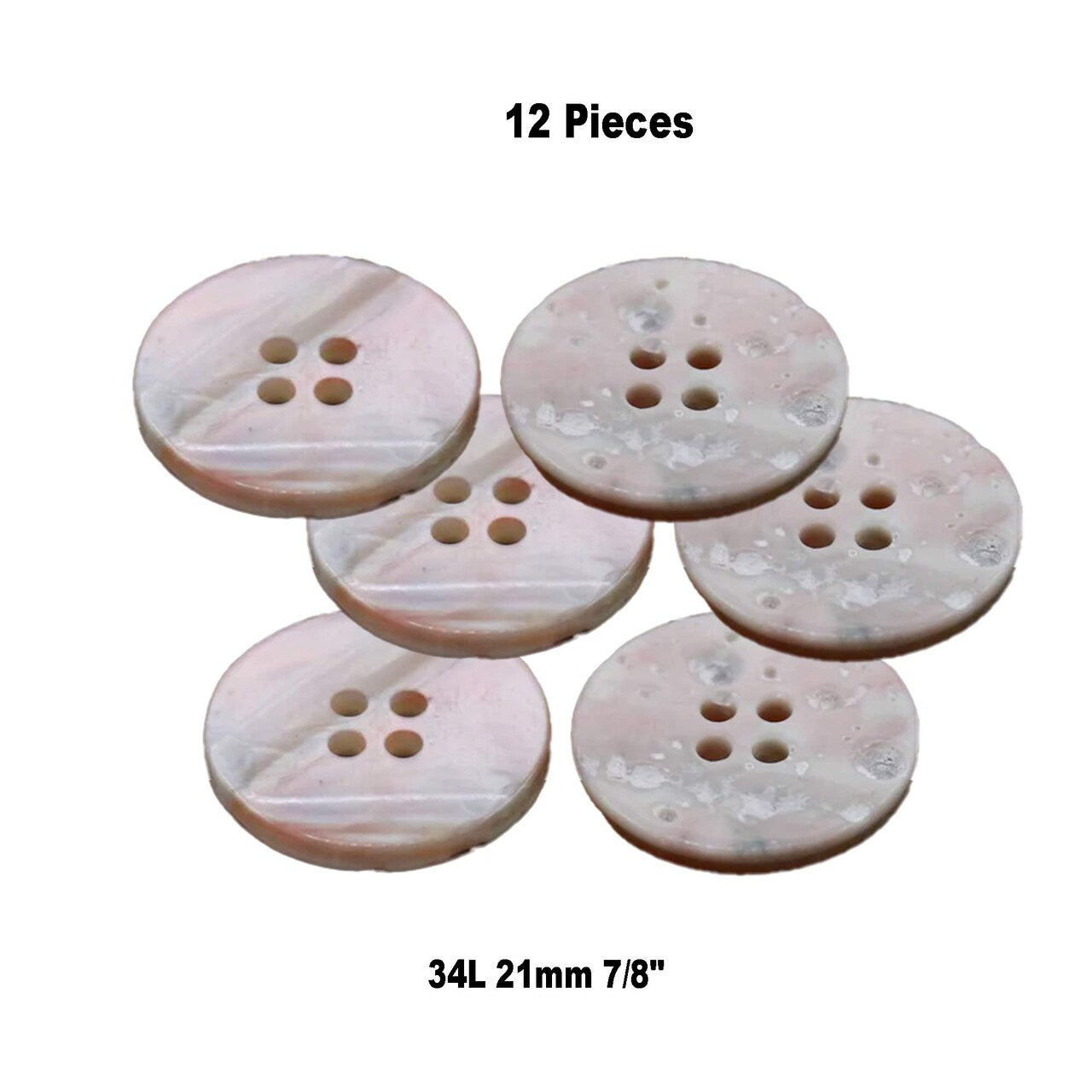 12 Pieces Faux Mermaid Shell Buttons 21mm 7/8", Clear Plastic 4-Hole Sewing Buttons