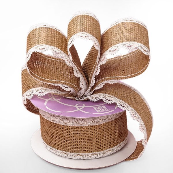Burlap And Lace Ribbon 2 1/2 '' X 10 yd - 1 / ROLL