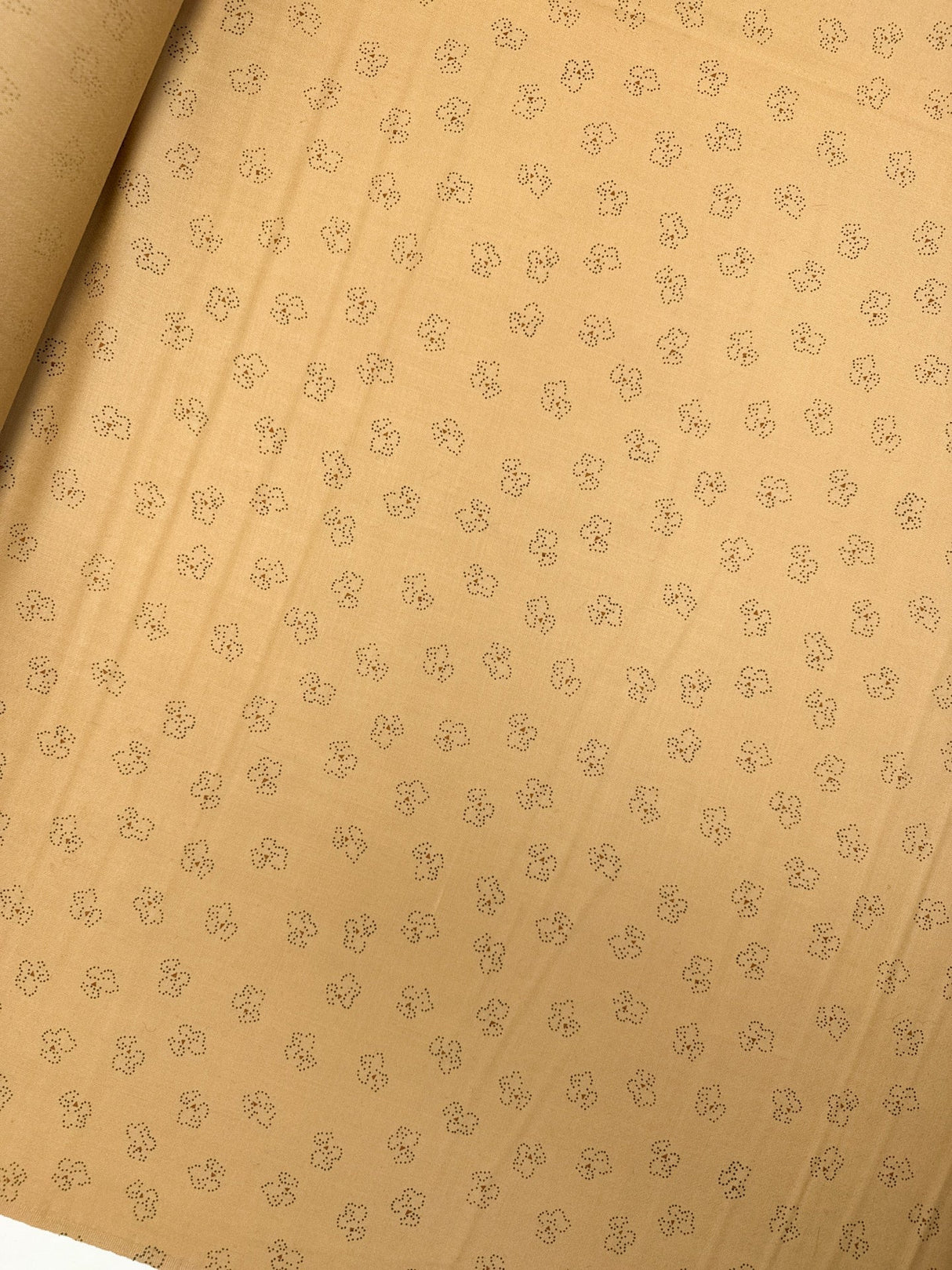 Wool Beige Printed Fabric