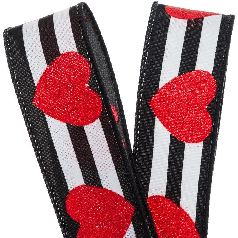 Hearts & Stripes Linen Ribbon 1 1/2 '' X 25 yd - 1 / ROLL