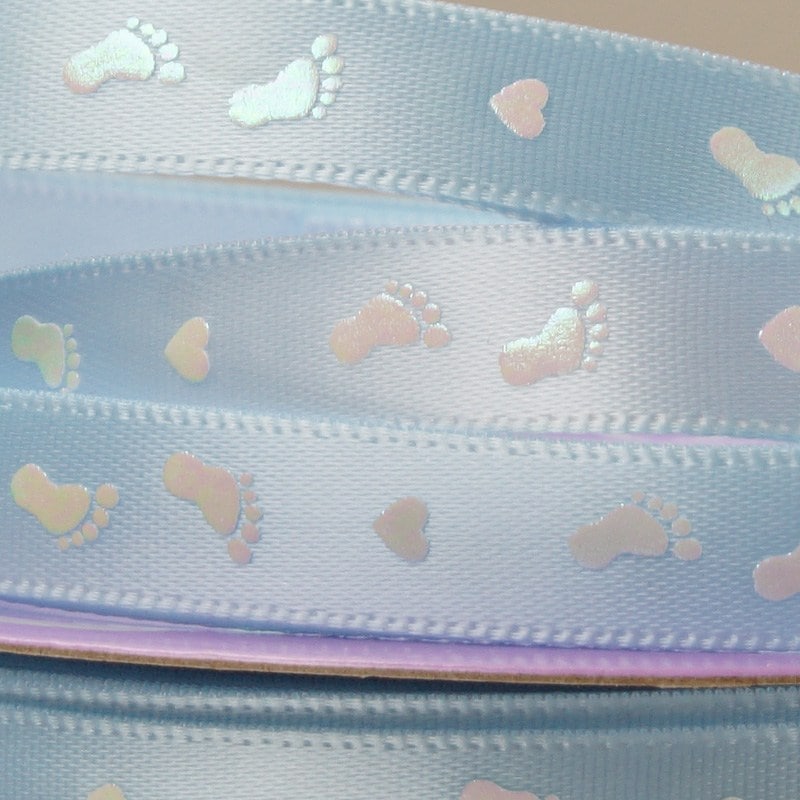 Baby Foot Print Satin Ribbon 3/8 '' X 25 yd Pink Color 1 / ROLL