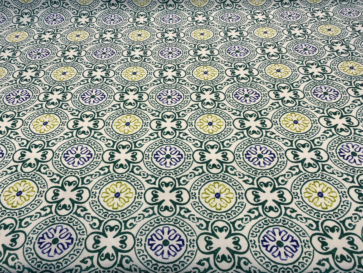 Bali Block Spun Polyester Fabric - Hunter Green Block Pattern, 54" Width (1 Yard)