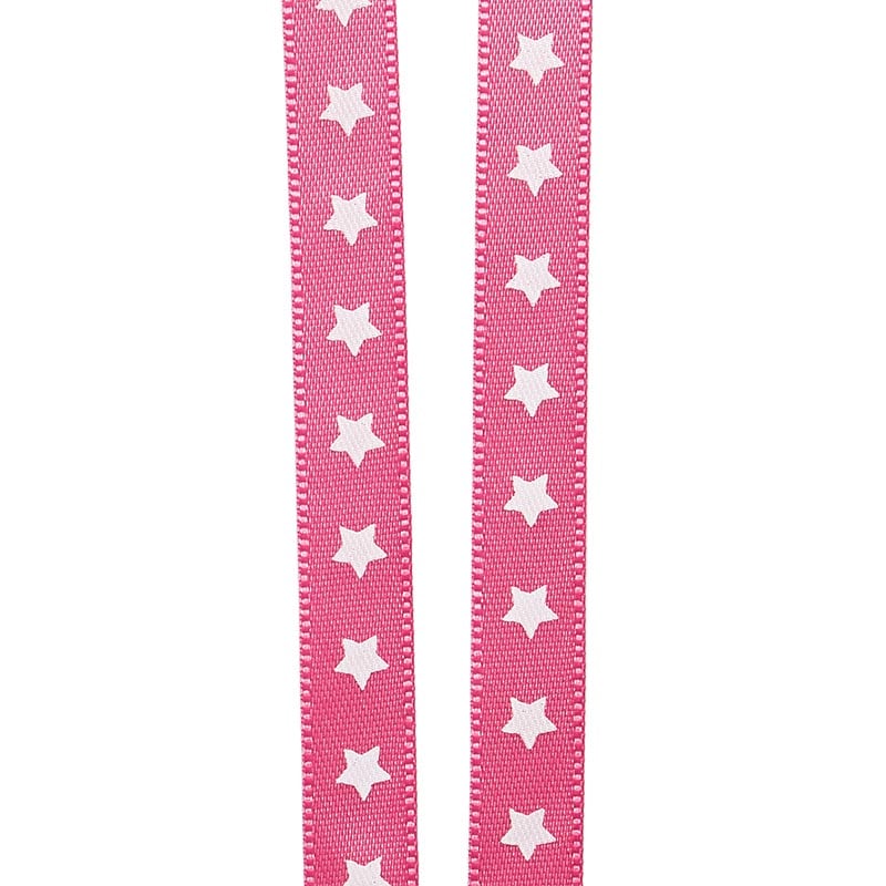 Narrow Star Print On Satin Ribbon 3/8 '' X 25 yd - 1 / ROLL