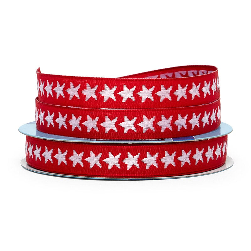 Stars Fabric Ribbon Red Color 1 / ROLL