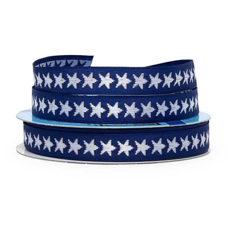 Stars Fabric Ribbon Blue Color 1 / ROLL