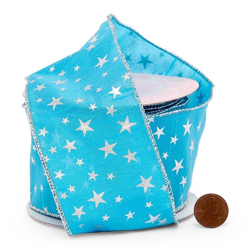 Star Pattern Wired Ribbon 2 1/2 '' X 10 yd - 1 / ROLL