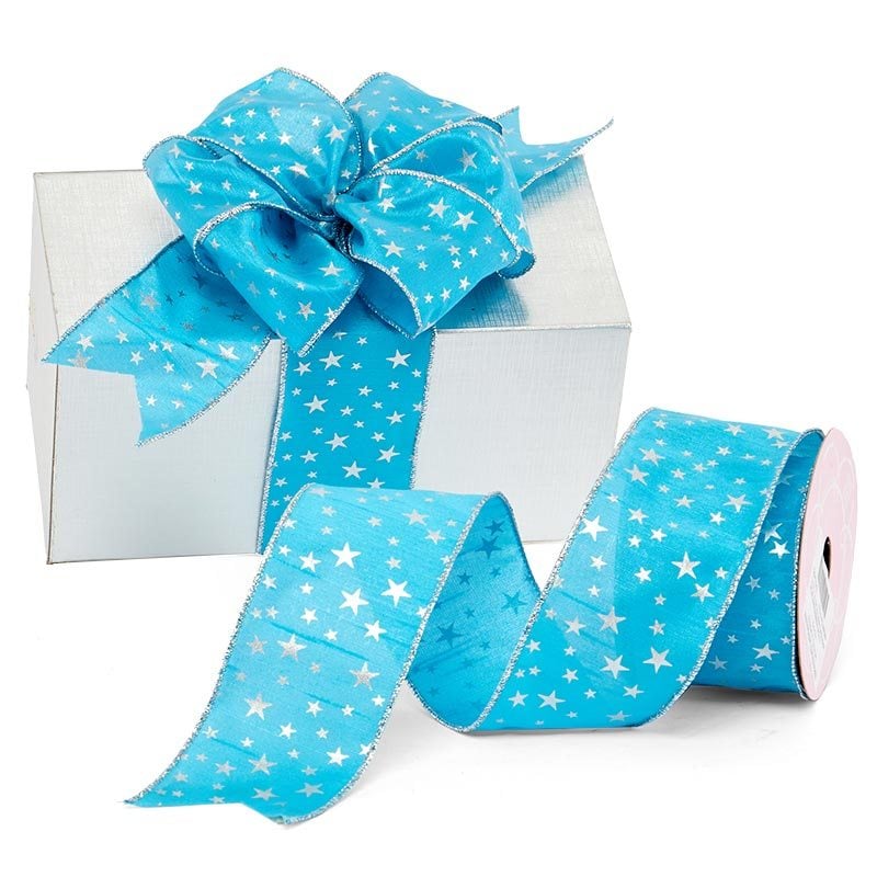 Star Pattern Wired Ribbon 2 1/2 '' X 10 yd - 1 / ROLL